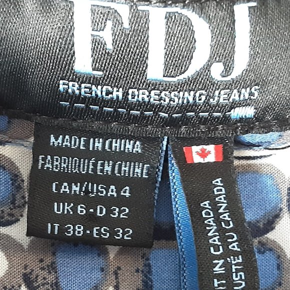 FDJ Blue White Button Down Blouse, 4 - Picture 10 of 11